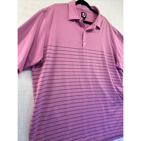 FootJoy Other - FootJoy Polo Mens XXL Golf Shirt Pink Black Striped Stretch Short Sleeve FJ